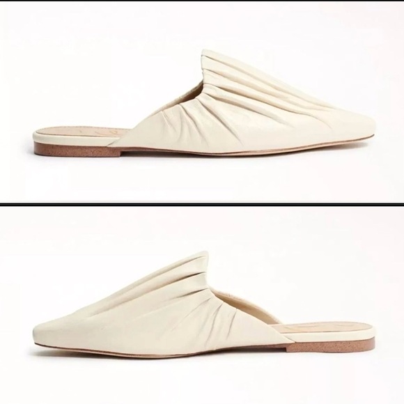 Sam Edelman Cecilia Ivory Leather square toe slip on mules flats - Picture 7 of 15